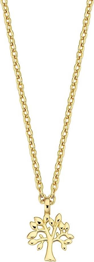 New Bling Goud 9NBG 0025 14 Karaat Gouden Collier met Hanger - Levensboom - Goud