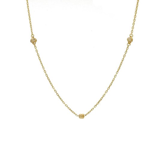 Glow 202.2125.60 Dames Ketting - Sieraad - Layerketting - 14 Karaat Goud - Geelgoud - Ø 3 mm - 1 mm breed - 60 cm lang