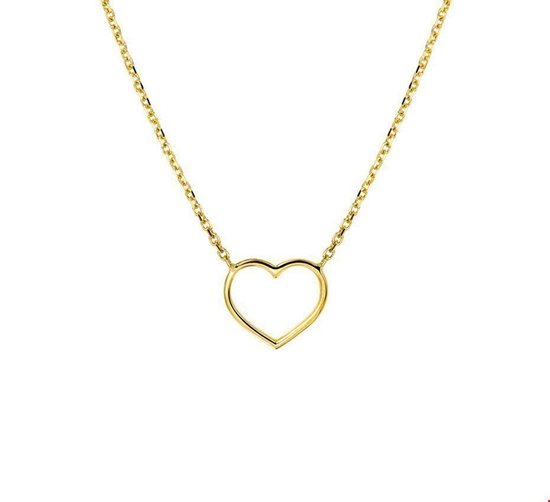 The Fashion Jewelry Collection Ketting Hart 42 + 2 cm - Geelgoud
