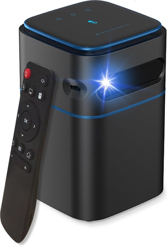 KROMS Smart mini beamer met afstandsbediening - Incl. GRATIS 100" projectiescherm - Mini beamer smartphone - Streamen vanaf je telefoon met wifi - Support 4K UHD - Screen Mirroring