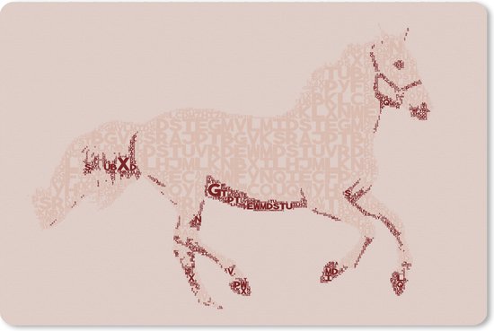 Muismat XXL - Bureau onderlegger - Bureau mat - Paard - Letters - Roze - Meisjes - Kinderen - Meiden - 120x80 cm - XXL muismat