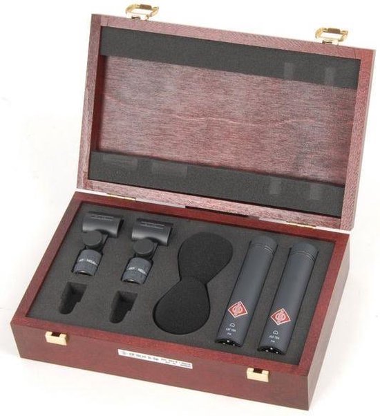 Neumann KM 184 mt stereo set - zwart - Set met 2x KM 184 zwart, 2x WNS100, 2x SG 21 in houten doos