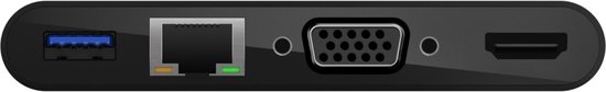 Belkin Compacte 4K USB-C naar USB, Ethernet, VGA en HDMI Adapter Hub Zwart