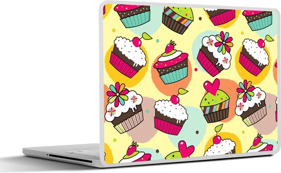 Laptop sticker - 15.6 inch - Meisjes - Cupcake - Patronen - Girl - Kids - Kinderen - Kindje - 36x27,5cm - Laptopstickers - Laptop skin - Cover