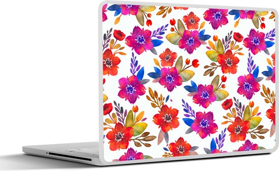 Laptop sticker - 15.6 inch - Waterverf - Bloemen - Paars - 36x27,5cm - Laptopstickers - Laptop skin - Cover