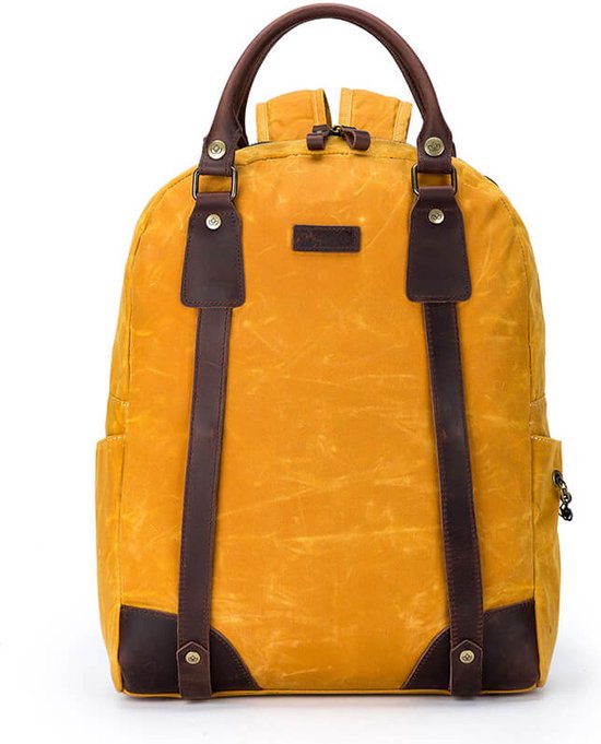 Della Q Canvas rugzak 35,6x45,7x11,4cm mosterd.