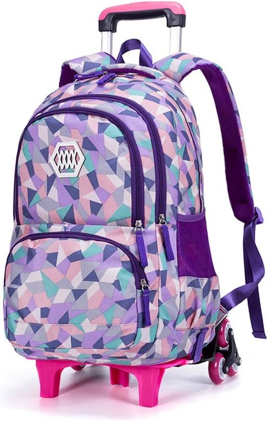 Meisjes Wielen Rugzak Schattige Trolley School Tas, Kinderkoffer/Trolley Kinderbagage/Reiskoffer Met Wieltjes