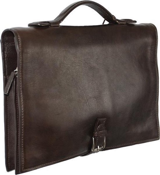 Hidesign lederen aktetas 'Louis' bruin
