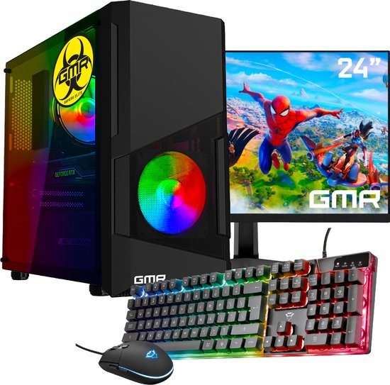 Complete Ryzen 5 Budget 6-Core Game PC Setup met 24" Gaming Monitor, Toetsenbord & Muis - 500GB SSD - 16GB RAM - Win 11 Proffesional