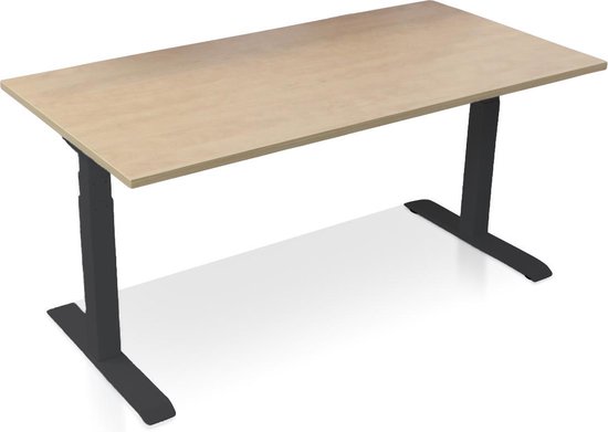Zit-sta bureau elektrisch verstelbaar - MRC PRO NEN-EN 527 | 160 x 80 cm | frame zwart - blad wild peren | memory functie met USB | 150kg draagvermogen