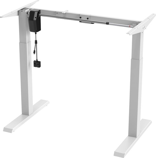 Ergo Office -  Zit-sta bureau - Elektrisch in hoogte verstelbaar bureau max hoogte 123cm - max 70 kg | Zonder tafelblad - Wit, ER-403W