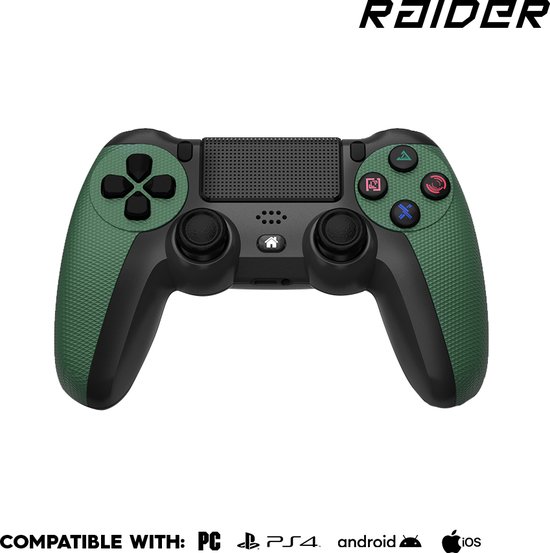 RAIDER PRO Game Controller - Draadloos - Bluetooth - Geschikt voor PC, PS4 - donker groen