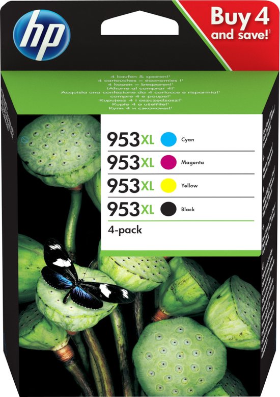 HP 953XL / Zwart / Cyaan / Magenta / Geel / Hoge Capaciteit / 4-pack