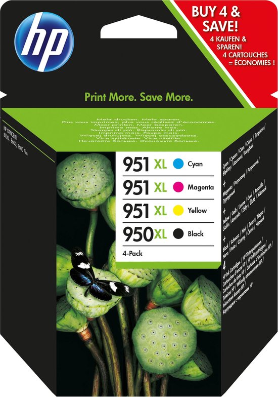 HP 950XL / 951XL - Inktcartridge / Zwart / Cyaan / Magenta / Geel / Hoge Capaciteit / 4-Pack (C2P43AE)