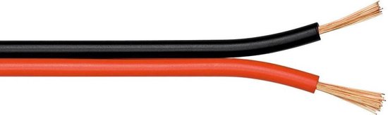 Luidspreker kabel (CCA) - 2x 1,50mm² / rood/zwart - 50 meter