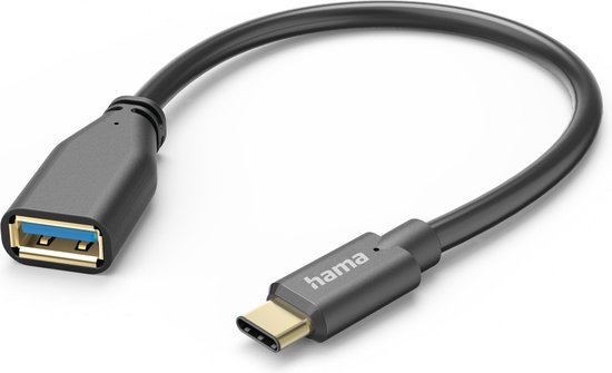 Hama USB-adapterkabel, OTG, USB-C-stekker - USB-A-aansluiting, 15 cm, zwart