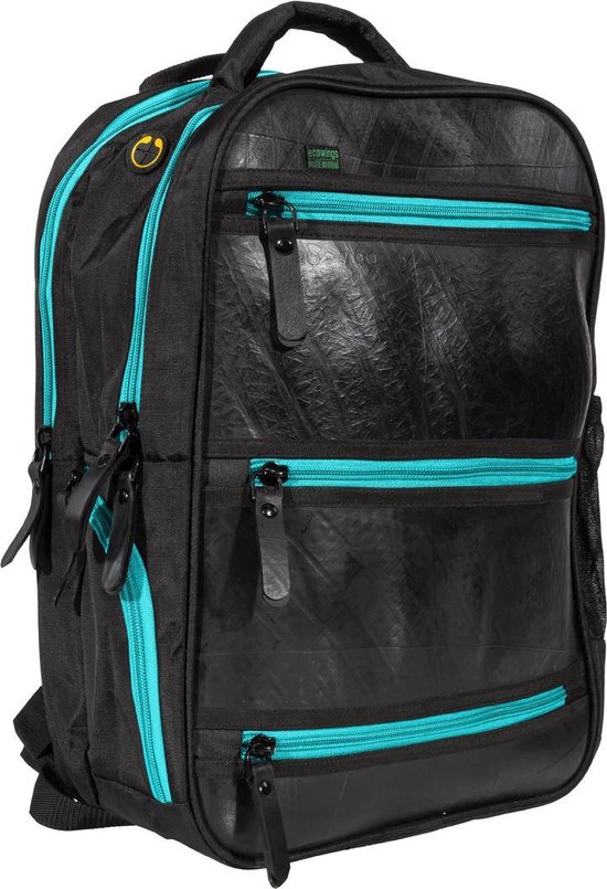 Ecowings Black Tiger rugzak van autoband - met turquoise rits