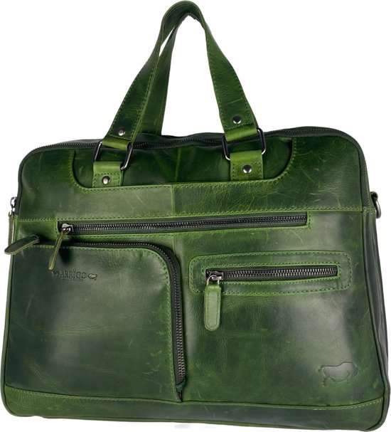 Handtassen - Schoudertas - Groen - Echt Leer - Werktas Dames - Werktas Heren - Crossbody Tas - Schooltas - Laptop tot 15.6 - Arrigo