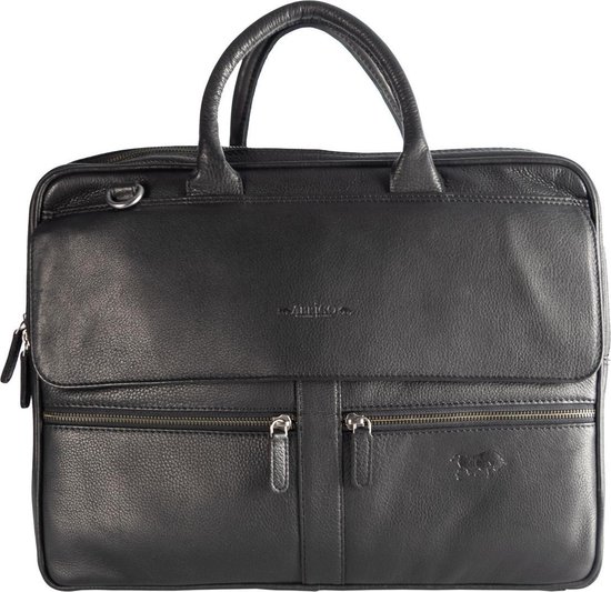 Laptoptas Heren - Zwart Leer – Laptoptas Dames – Laptoptas 17 Inch - Werktas - Aktetas