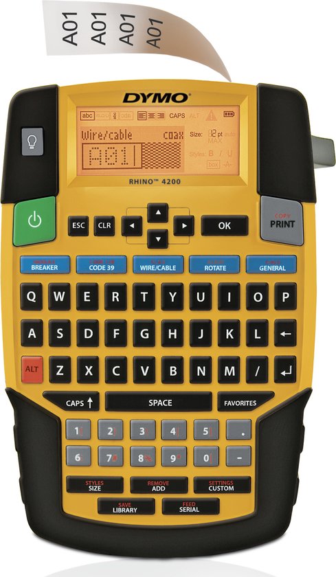 DYMO Rhino 4200 Draagbare Industriële Labelmaker | QWERTY-toetsenbord | Compacte, tijdbesparende labelprinter voor professionals, die veel onderweg zijn