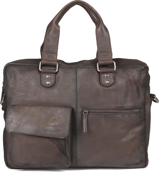 Sparwell Lederen tas - 14 Inch - Leren Laptoptas - Aktetas - schoudertas - Bruin
