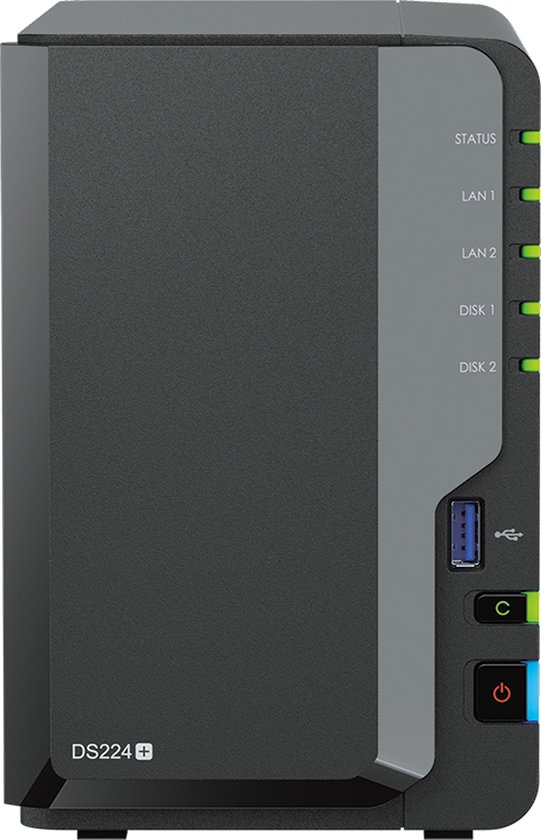 Synology DiskStation DS224+, NAS, Desktop, Intel® Celeron®, J4125, Zwart
