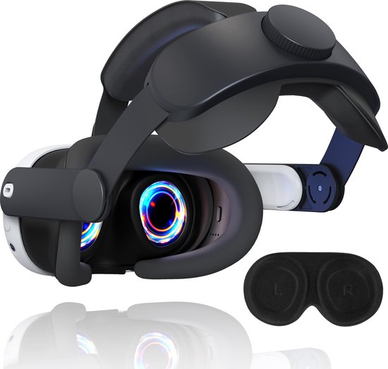 RHYTHMFLAME Elite Strap Met VR Cover Geschikt voor Oculus Quest 3 - Anti Scratch Lens Cover Geschikt voor Meta Quest 3 - 3D Bril Accessoires - Zwart