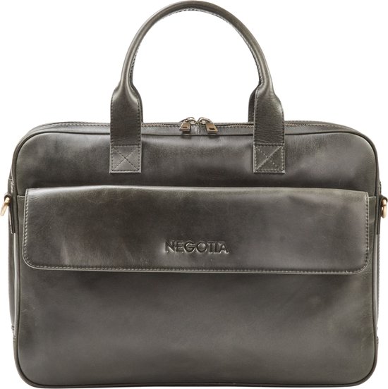 NEGOTIA Alpha - Laptoptas 15 6 inch - Laptoptas Leer - Aktetas - Werktas - Messenger Bag - Schoudertas Heren/Dames - Luxe Top-Grain Leer - Zwart