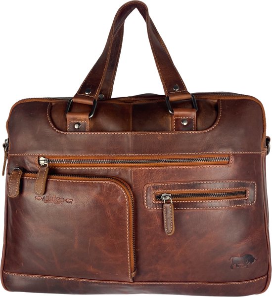 Werktas Heren - Aktetas - Handtassen Heren - Handtassen Dames - Naturel Leer - Crossbody Tas - Laptoptas - Laptop tot 15.6 - Arrigo