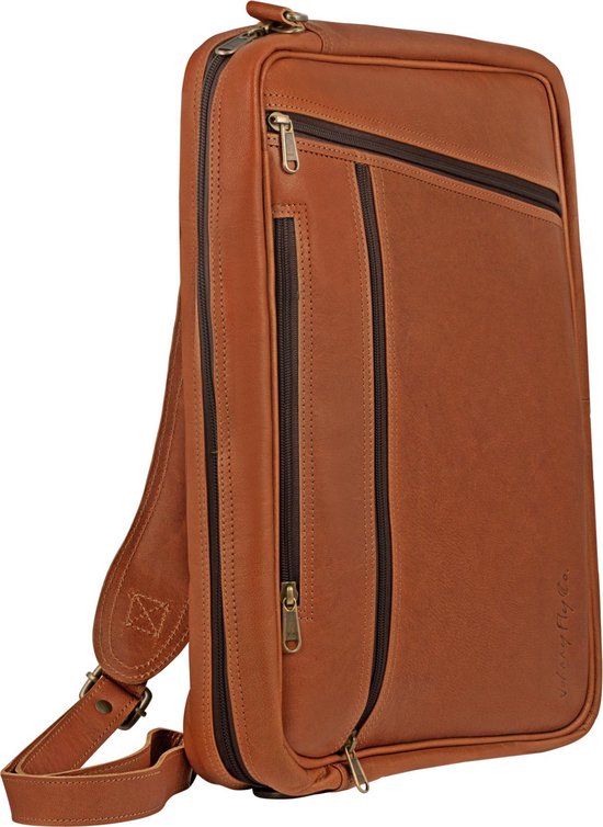 JohnnyFly Vertical Messenger Tas - 100% leer
