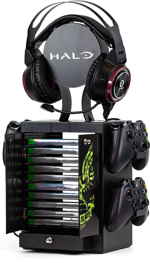 Numskull Officiele Halo - UNSC Logo Officieel Luxe Opbergtoren voor 4 Controllers - 10 Games - Koptelefoon