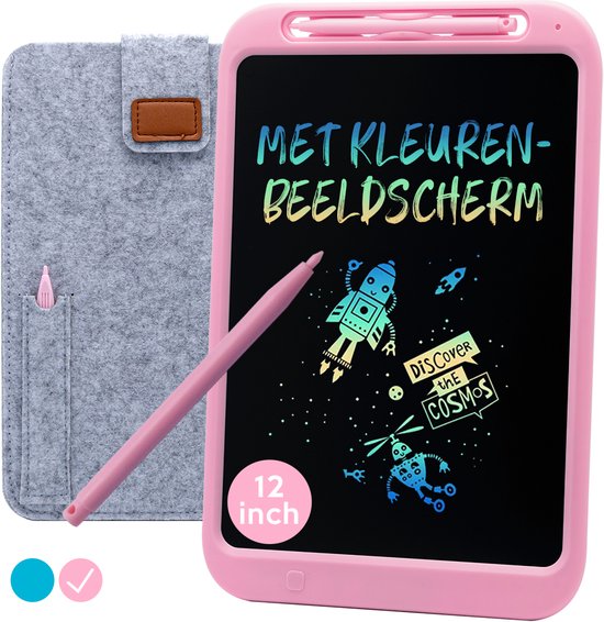 LCD Tekentablet Kinderen "Roze" 12 inch Kleurenscherm - Sinterklaas - Sint - Kindertablet - Sinterklaas Cadeautjes - Kerst - Teken Tablet - Tekentablets - Ewriter - Teken Ipad - Schrijven - Verjaardag - Cadeau - Meisje - Montessori Speelgoed