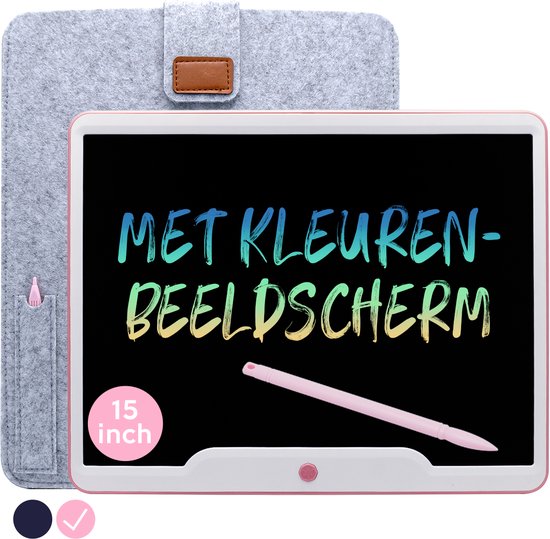 LCD Tekentablet Kinderen "Roze" 15 inch Kleurenscherm - Sint - Sinterklaascadeautjes - Schoencadeautjes - Sinterklaas - Kerst - Kerstkadootjes - Kerst - cadeau - Teken Tablet - Tekentablets - Kids Tablet - Speelgoed Meisjes 8 jaar - Leren Tekenen