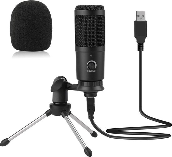 Gaming microfoon - Microfoon voor PC - Met statief - USB aansluiting - Tripod - Zwart - Plug & Play