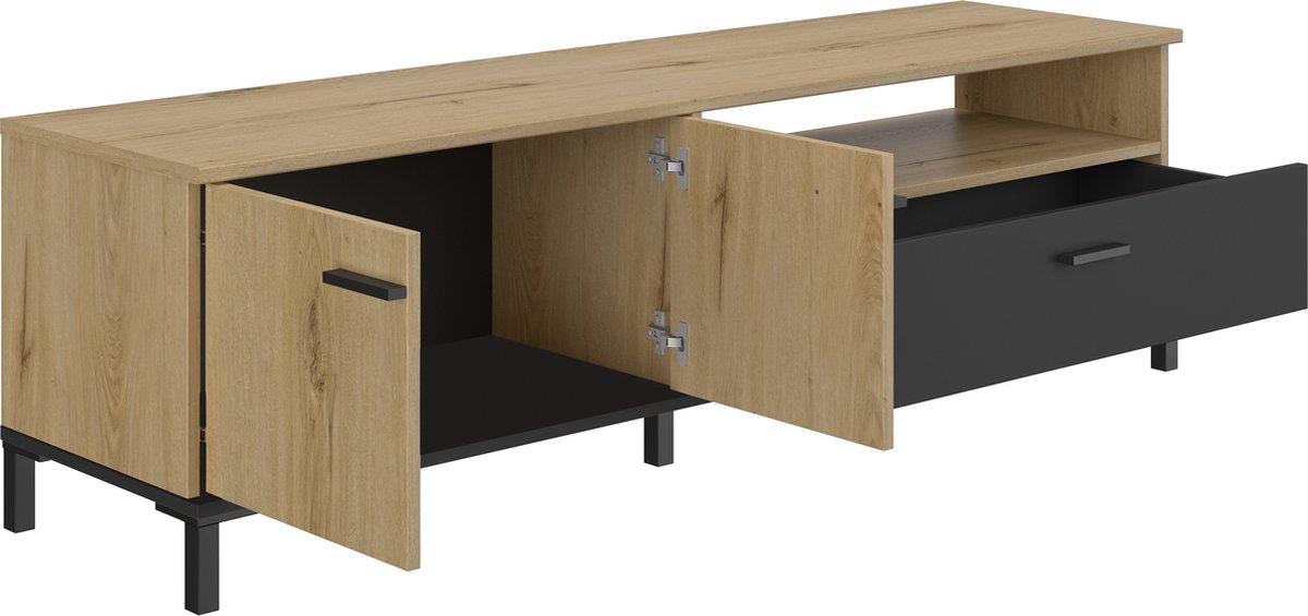Gami- TV Meubel Tv-meubel Tando met lade & 2 deuren - 160cm - Bruin; Zwart