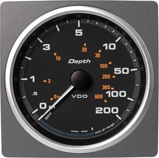 VDO AcquaLink zwarte Dieptemeter 200 meter 110mm