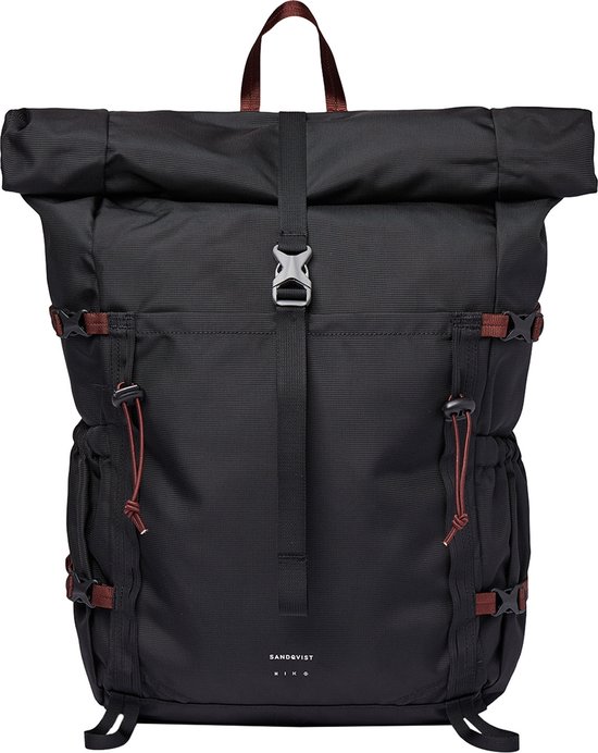 Sandqvist Forest Hike Black Rugzak 15Inch 20-29L 100% Recycled Nylon
