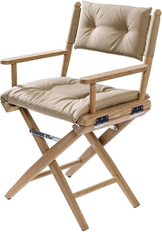 Regisseursstoel Teak DeLuxe met Forza Beige kussenset