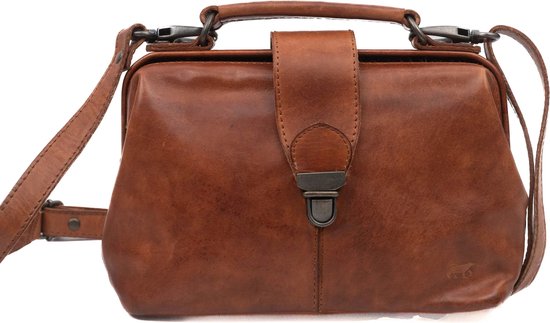 Bear Design Medium Crossbodytas / Schoudertas Dames - Leer - Julia - Cognac