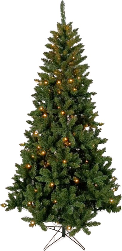 Buxibo Groene PVC Kerstboom op Metalen Standaard - Met 150 LED-licht - Warm wit - 8 Unieke Lichteffecten - EU-stekker - Versterkte Metalen Standaard - 700 Takken - 180cm
