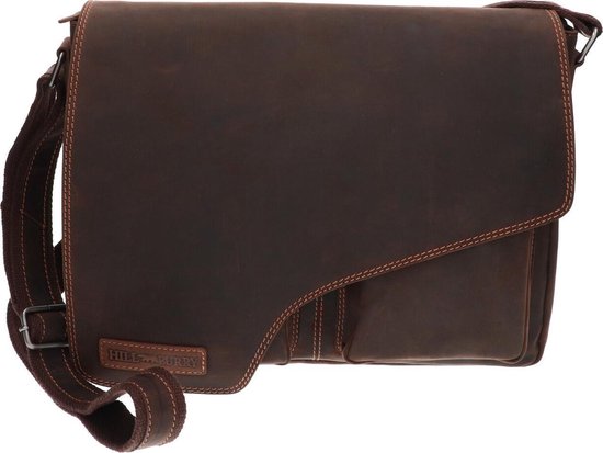 Hill Burry echt leren - schoudertas – werktas- stevig - vintage leder- bruin