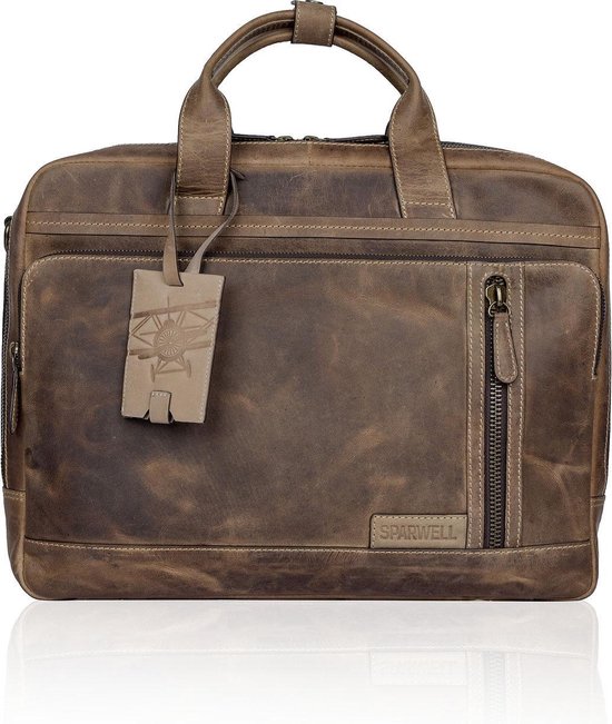 Sparwell Thoughtful Thomas Leren laptoptas 15 inch | Cognac