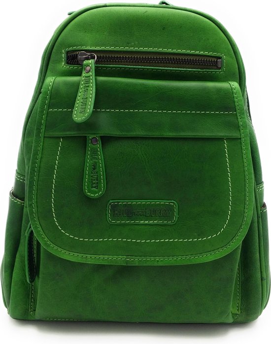 Hill Burry – VB10045 -3109 - echt lederen - dames Rugzak - stevig - chique - uitstraling - vintage leder- groen