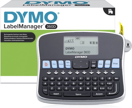 DYMO desktop-labelprinter | LabelManager 360D herlaadbare handheld labelmaker | QWERTY-toetsenbord | Gebruiksvriendelijke, Smart-One-Touch-toetsen en groot scherm | voor organisatie thuis en op kantoor