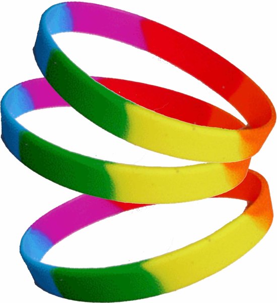 40x stuks siliconen armband regenboog kleuren - Polsbandjes