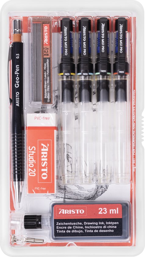 Aristo tekenpen - PRO Studio - set 9-delig - 0.18/0.25/0.35/0.50mm - AR-64162