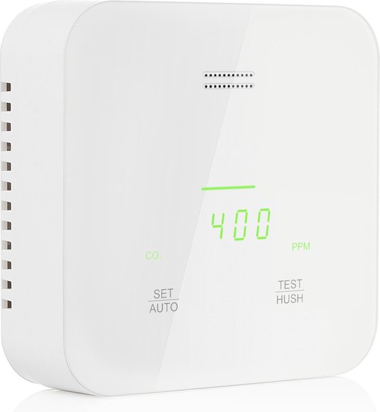 Smartwares Luchtkwaliteitsmeter FGA-13900 - 3 sensoren van hoge kwaliteit - Gesproken meldingen - 6 Talen - CO2 Alarm - Wit
