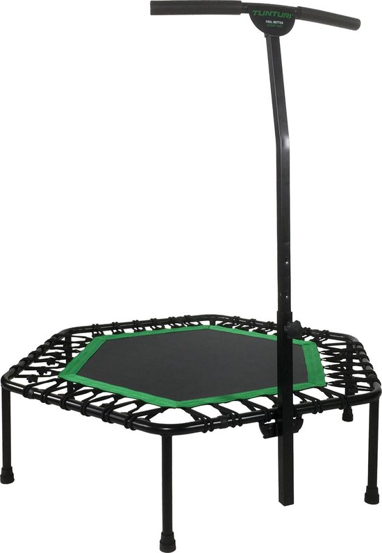 Tunturi Hexagon Fitness Trampoline - Incl. in hoogte verstelbare handgreep - 84 cm springoppervlak - Incl. beschermhoes - incl. gratis fitness app