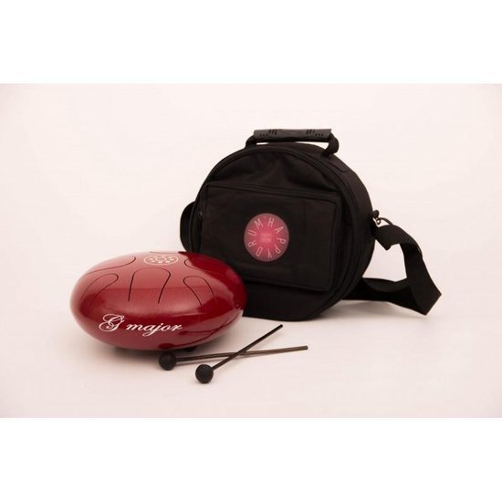 Happy Drum - G Major - Rood - Inclusief Opbergtas en Drumsticks - Hang drum - Tongue Drum