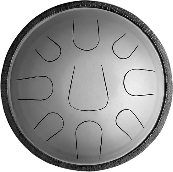 LIDAH® Steel Tongue Drum - Equinox Zephyr Series - 36 cm Handpan + Muziekboekje - voor Kinderen en Volwassenen - Lotus Yoga Klankschaal - Silver